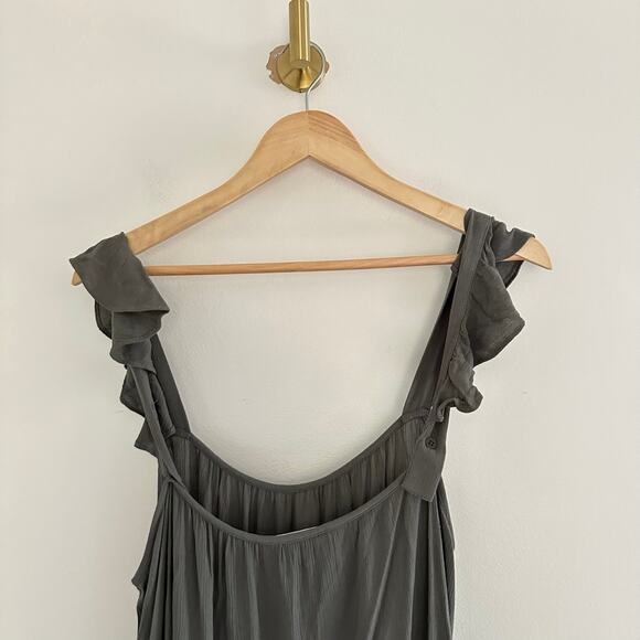 BB Dakota Tiered Ruffled Sleeveless Scoop Neck Maxi Maternity Dress Green L - Picture 9 of 10